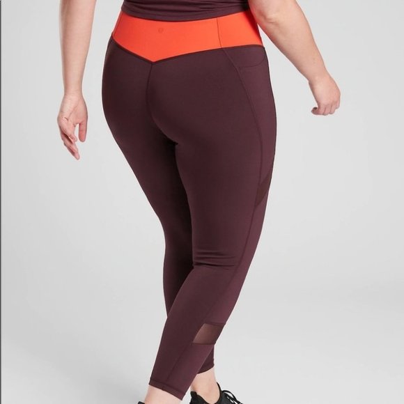 Athleta Leggings Size‎ Extra Small XS Burgundy Red Tenacity 7/8 Tight Powerlift - Picture 4 of 14